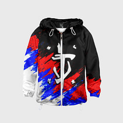Ветровка с капюшоном детская Doom триколор краски, цвет: 3D-белый