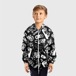 Ветровка с капюшоном детская Retro gamer pattern, цвет: 3D-белый — фото 2