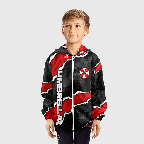 Детская ветровка Umbrella corp - разрывы / 3D-Белый – фото 3