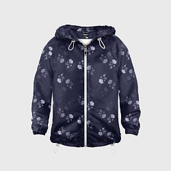 Ветровка с капюшоном детская Цветочный узор синий, цвет: 3D-белый