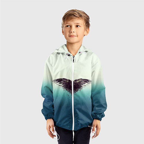 Детская ветровка Черный ворон - градиент / 3D-Белый – фото 3