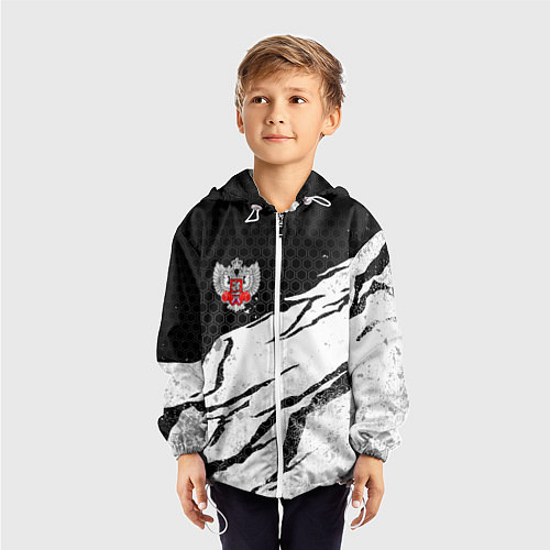 Детская ветровка Федерация бокса России - белый затертый / 3D-Белый – фото 3