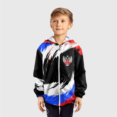 Детская ветровка Федерация бокса РФ - краска / 3D-Белый – фото 3