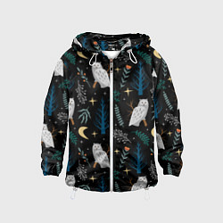 Ветровка с капюшоном детская Сова в зимнем лесу, цвет: 3D-белый
