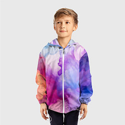 Ветровка с капюшоном детская Цветная дымка, цвет: 3D-белый — фото 2