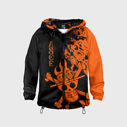 Ветровка с капюшоном детская One Piece - Ace, цвет: 3D-черный
