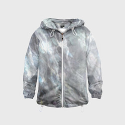 Ветровка с капюшоном детская Абстракция - white smoke on gray background, цвет: 3D-белый