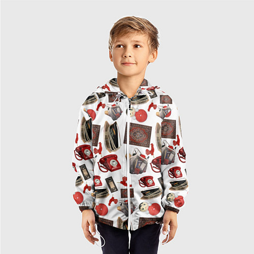 Детская ветровка Неваляшка утюг ретро авоська петушок телефон / 3D-Белый – фото 3