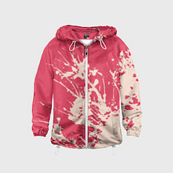Ветровка с капюшоном детская Бежевый взрыв на розовом, цвет: 3D-белый
