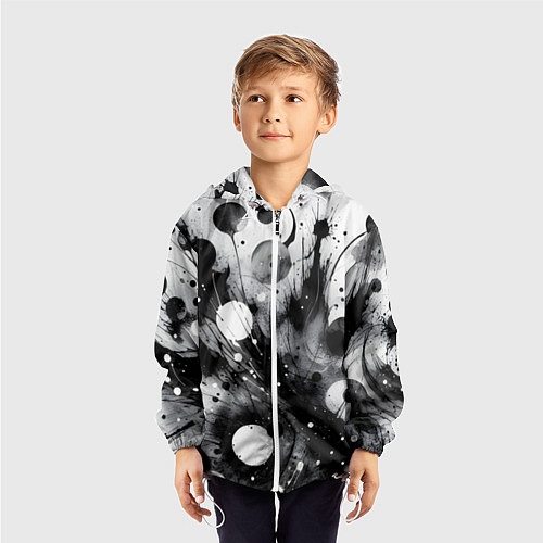 Детская ветровка Абстрактная чёрно-белая композиция / 3D-Белый – фото 3