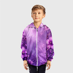 Ветровка с капюшоном детская Волшебные цветы в фиолетовой дымке, цвет: 3D-белый — фото 2