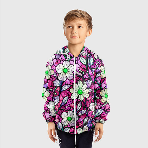 Детская ветровка Цветочный розовый витраж / 3D-Белый – фото 3