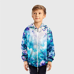 Ветровка с капюшоном детская Фантастический цветочный с голубыми облаками, цвет: 3D-белый — фото 2