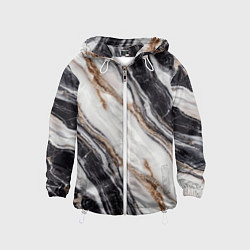 Ветровка с капюшоном детская Текстура жемчужный мрамор, цвет: 3D-белый