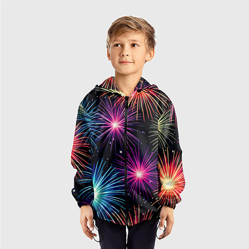 Детская ветровка Стилизованный праздничный салют / 3D-Черный – фото 3