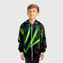 Ветровка с капюшоном детская Geometric neon, цвет: 3D-белый — фото 2