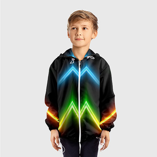 Детская ветровка Neon multicolored lines / 3D-Белый – фото 3