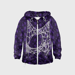 Ветровка с капюшоном детская Хэллоуин - Паутина, цвет: 3D-белый