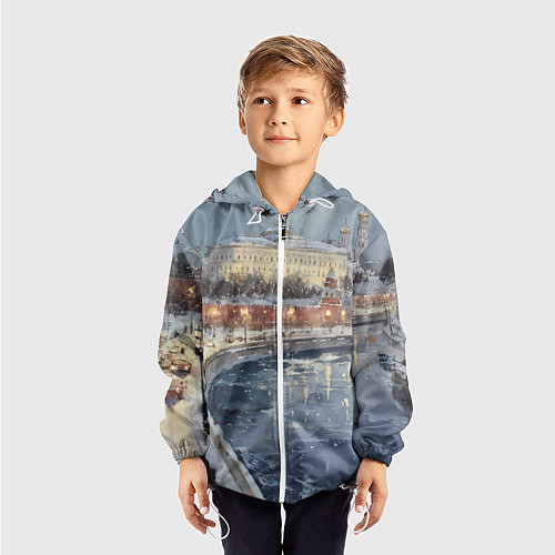 Детская ветровка Новогодние праздники в Москве / 3D-Белый – фото 3