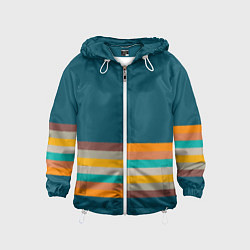 Ветровка с капюшоном детская Индиго и омбре градиент заката с текстурой, цвет: 3D-белый