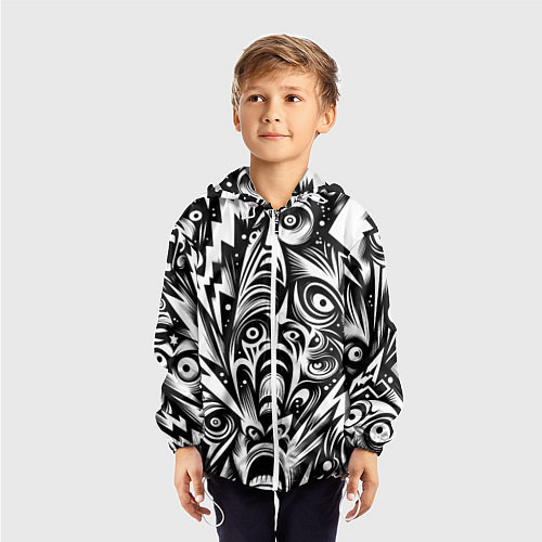 Детская ветровка Lightnings and faces - ai art fantasy / 3D-Белый – фото 3