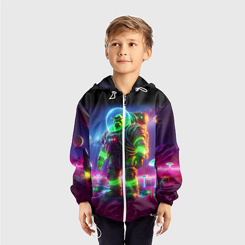Детская ветровка Космонавт Шрук в неоновом скафандре на загадочной / 3D-Белый – фото 3