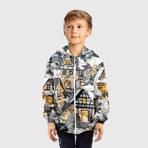 Детская ветровка Объемные новогодние дома / 3D-Белый – фото 3