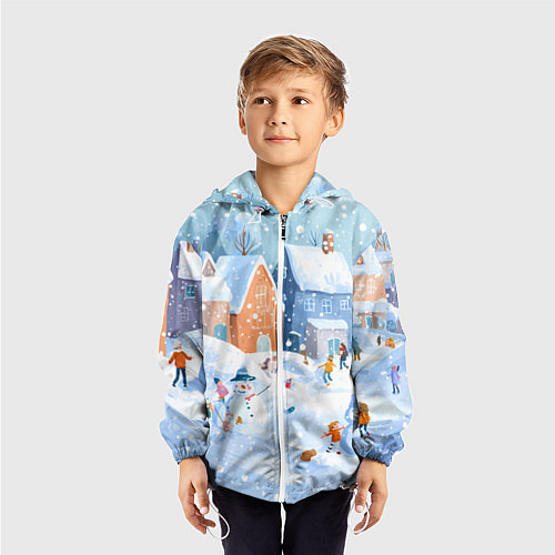 Детская ветровка Предновогодний день во дворе / 3D-Белый – фото 3