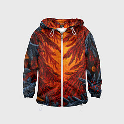 Ветровка с капюшоном детская Новогодние ветки елок, цвет: 3D-белый