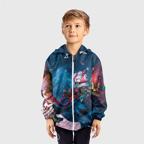 Детская ветровка Санта с динозавром / 3D-Белый – фото 3