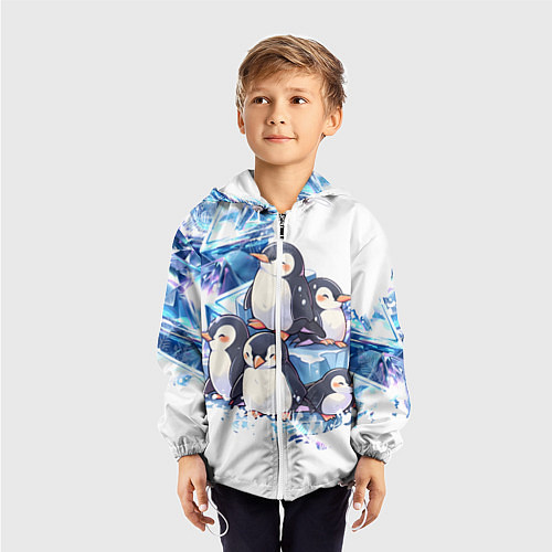 Детская ветровка Пингвины и лёд / 3D-Белый – фото 3