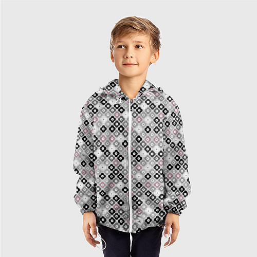 Детская ветровка Цветочный серо-розовый узор ретро / 3D-Белый – фото 3