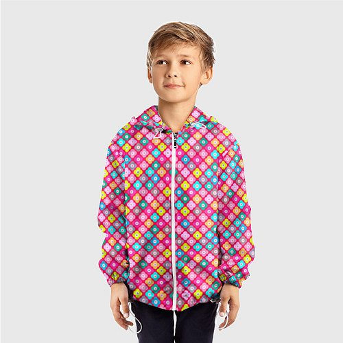 Детская ветровка Разноцветный цветочный узор ретро / 3D-Белый – фото 3