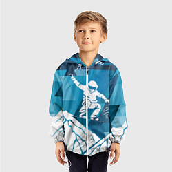 Ветровка с капюшоном детская Горы и сноубордист, цвет: 3D-белый — фото 2