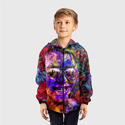Ветровка с капюшоном детская Индуистский фестиваль красок, цвет: 3D-черный — фото 2