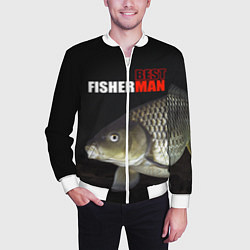 Бомбер мужской The best fisherman, цвет: 3D-белый — фото 2