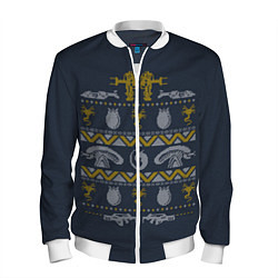 Бомбер мужской Новогодний свитер Чужой, цвет: 3D-белый