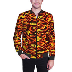 Бомбер мужской Камуфляж пиксельный: оранжевый/желтый, цвет: 3D-черный — фото 2