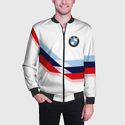 Бомбер мужской BMW БМВ WHITE, цвет: 3D-черный — фото 2