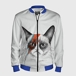 Бомбер мужской David Bowie: Grumpy cat, цвет: 3D-синий