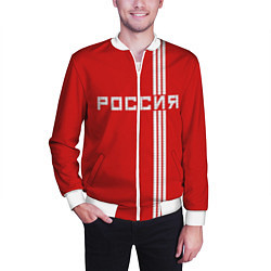 Бомбер мужской Россия: Красная машина, цвет: 3D-белый — фото 2