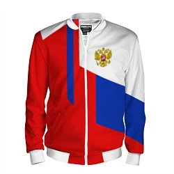 Бомбер мужской Russia: Geometry Tricolor, цвет: 3D-белый