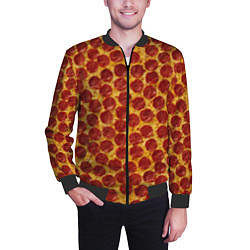 Бомбер мужской Пицца пепперони, цвет: 3D-черный — фото 2