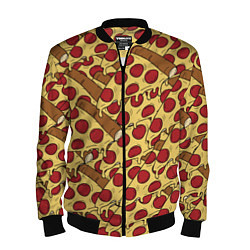 Бомбер мужской Любитель пиццы, цвет: 3D-черный