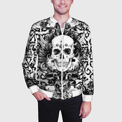 Бомбер мужской Grunge Skull, цвет: 3D-белый — фото 2