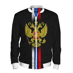 Бомбер мужской Российский триколор, цвет: 3D-белый