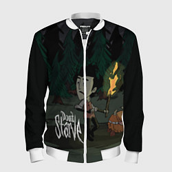 Бомбер мужской Don't Starve: Night Forrest, цвет: 3D-белый