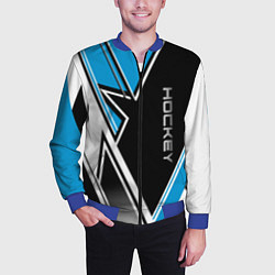 Бомбер мужской Hockey black blue white, цвет: 3D-синий — фото 2