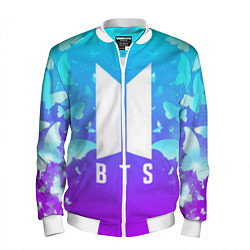 Бомбер мужской BTS: Violet Butterflies, цвет: 3D-белый