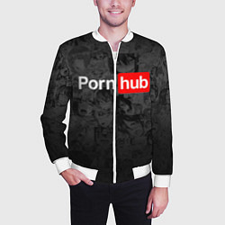 Бомбер мужской PORNHUB AHEGAO, цвет: 3D-белый — фото 2